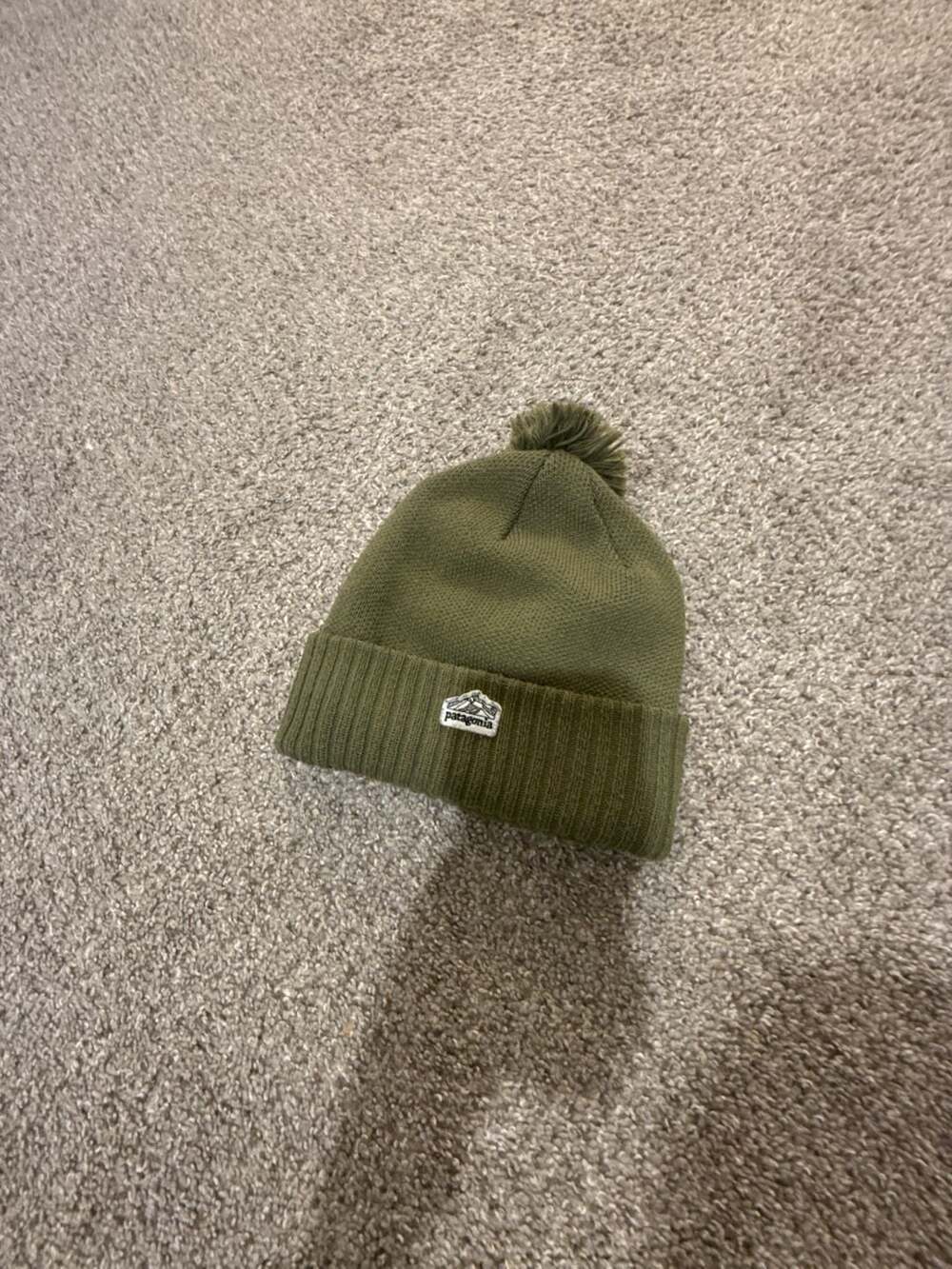 Patagonia Powder Town Beanie Olive Green Pom Beanie